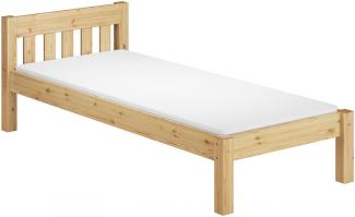 Erst-Holz Einzelbett Natur 90 x 190 Bett, Rollrost, Matratze Senkrechte Balken