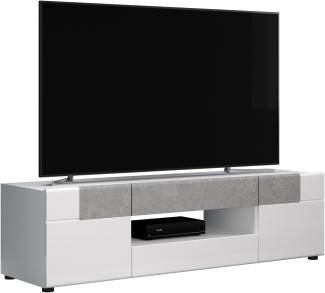 trendteam TV-Unterteil Fernsehschrank TV-Lowboard Weiß Hochglanz 153 x 43 x 44cm