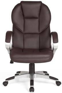 KADIMA DESIGN Chefsessel PALERMO - Der bequeme Bürostuhl mit integrierter Lendenwirbelstütze und arretierbarer Wippmechanik. Farbe: Braun