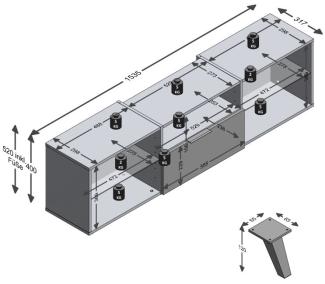 FMD Möbel - DARK 4 - TV/Hifi Lowboard - melaminharzbeschichtete Spanplatte - schwarz - 153,5 x 52 x 31,5cm