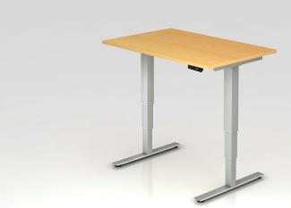 Sitz-Steh-Schreibtisch elektrisch XDSM12 120x80cm Buche Gestellfarbe: Silber