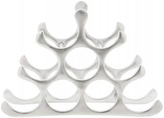 Casa Padrino Designer Weinregal für 9 Flaschen aus poliertem Aluminium Höhe: 30 cm, Breite: 44 cm, Tiefe: 13 cm - Flaschenhalter, Flaschenablage