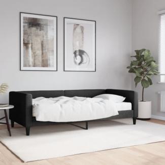 Tagesbett mit Matratze Schwarz 90x190 cm Stoff (Farbe: Schwarz)