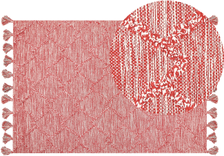 Teppich Baumwolle rot 140 x 200 cm mit Quasten NIGDE