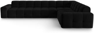 Micadoni 6-Sitzer Samtstoff Ecke rechts Sofa Kendal | Bezug Black | Beinfarbe Black Beech Wood