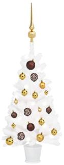 vidaXL Künstlicher Weihnachtsbaum mit LEDs & Kugeln Weiß 65 cm, Mit Beleuchtung [3077544]