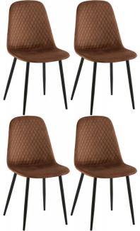 4er Set Stühle Giverny Samt (Farbe: braun)