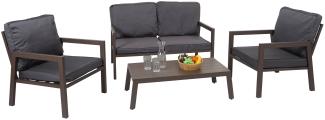 Garnitur HWC-L64, Gartenlounge Gartengarnitur Lounge-Set Sitzgruppe Sofa, Metall ~ Polster grau