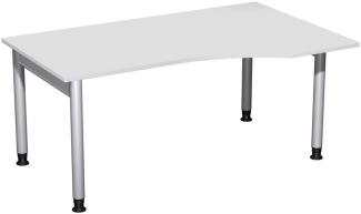 PC-Schreibtisch '4 Fuß Pro' rechts, höhenverstellbar, 160x100cm, Lichtgrau / Silber