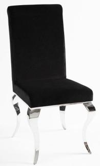Casa Padrino Luxus Esszimmer Stuhl Schwarz / Silber - Designer Stuhl - Luxus Qualität - Modern Barock