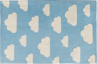 Kinderteppich Baumwolle blau 60 x 90 cm Wolkenmotiv GWALIJAR