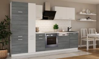 Küche 'Toni' Küchenzeile, Küchenblock, Singleküche, 300 cm, Silbereiche