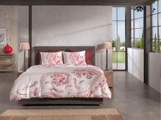 Heckett & Lane Mako-Satin Bettwäsche 155x220 Ruby natural Paisley rosa pink