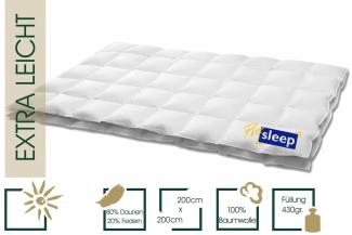 HANSKRUCHEN Daunendecke Pro Sleep - Wäremklasse:Extra Leicht - 200 x 200 cm