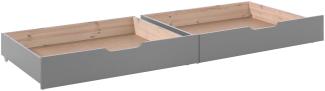 Vipack Bettschubladen Set auf Rollen grau, bestehend aus zwei Schubladen