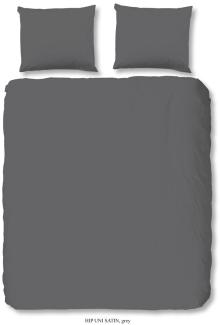 HIP Mako Satin Bettwäsche 3 teilig Bettbezug 240 x 220 cm Kopfkissenbezug 60 x 70 cm Uni duvet cover 0280. 03. 03 Grey