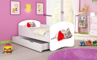 Kinderbett Luna mit Stauraum und verschiedenen Motiven 160x80 Cats