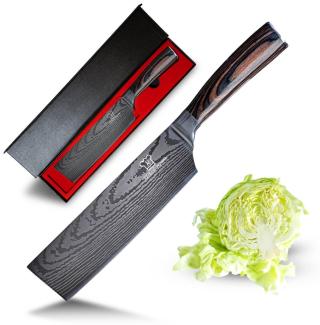 Asiatisches Hackmesser - Messer aus gehärteter Edelstahl - Rasiermesser scharfe Klinge - Küchenmesser mit Echtholzgriff - inkl. gratis Messerbox.