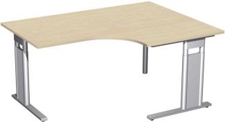 PC-Schreibtisch 'C Fuß Pro' rechts, höhenverstellbar, 160x120cm, Ahorn / Silber