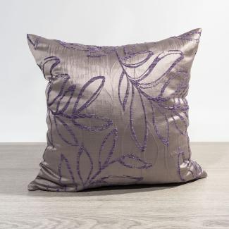 Kissen von Lysel - violett Blätterzweige Cabilao 38x38, reines Polyester Dekokissen