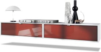 2er-Set TV Board Lana 100, Lowboards je 100 x 29 x 37 cm mit viel Stauraum, Korpus in Weiß matt, Fronten in Bordeaux Hochglanz