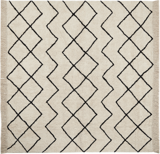 Teppich Baumwolle beige schwarz 200 x 200 cm geometrisches Muster Kurzflor ELDES