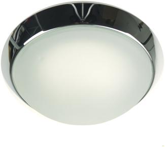 LED Deckenleuchte rund, Glas satiniert mit Klarrand, Dekorring Chrom, Ø 40cm