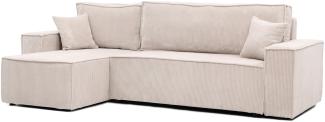 GrekPol 'Paris' Ecksofa mit Schlaffunktion, Samtstoff Beige