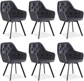 Polsterstuhl 6er Set Stühle Samt Grau Modern Esszimmerstühle Polstersessel Drehstuhl Sessel Armlehnenstühle