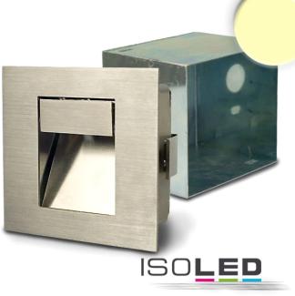ISOLED LED Einbauleuchte rechteckig IP44, Edelstahl, 1W, warmweiß, inkl. Einputzdose