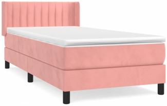 vidaXL Boxspringbett mit Matratze Rosa 90x200 cm Samt, Härtegrad: H2 [3131062]