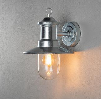 Maritime LED Außenwandlaterne galvanisierter Stahl & klares Glas, Höhe 30,5cm