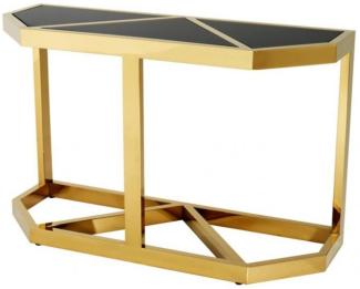 Casa Padrino Luxus Konsole Gold mit schwarzem Glas - Konsolen Tisch Möbel