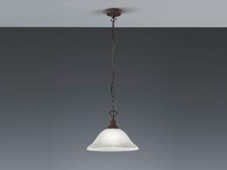 Landhaus LED Pendelleuchte in Rostoptik mit Glasschirm Weiß Ø 33,5cm