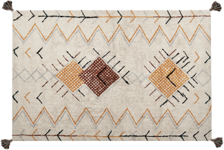 Teppich Baumwolle beige 160 x 230 cm geometrisches Muster Kurzflor BOLAY