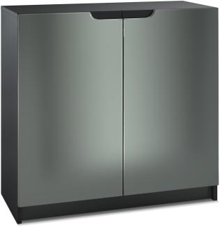 Vladon Sideboard Logan, Kommode mit 2 Türen, Schwarz matt/Graphit Seidenmatt (82 x 78 x 37 cm)