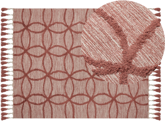 Teppich Baumwolle rot 140 x 200 cm geometrisches Muster Kurzflor KIRSEHIR