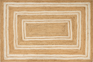 Teppich Jute beige 200 x 300 cm geometrisches Muster Kurzflor ELMALI