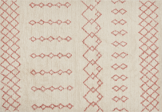 Teppich Baumwolle beige rosa 140 x 200 cm geometrisches Muster Kurzflor BUXAR