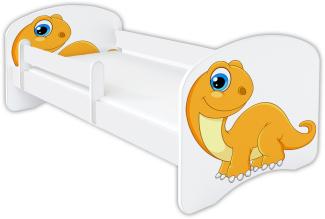 Clamaro 'Schlummerland Dinosaurier' Kinderbett 80x180 cm, Design 11, inkl. Lattenrost, Matratze und Rausfallschutz (ohne Schublade)