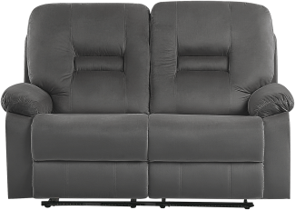 2-Sitzer Sofa Samtstoff dunkelgrau LED-Beleuchtung USB-Port elektrisch verstellbar BERGEN
