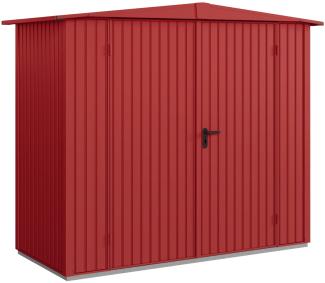 Hörmann Metall-Gerätehaus Berry Classic mit Satteldach Typ 1, 259 x 121 cm, purpurrot, 3,1 m²,2-flüglige Tür