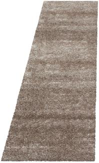 Hochflor Teppich Baquoa Läufer - 80x250 cm - Taupe