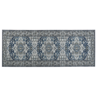Teppich grau blau 80 x 200 cm orientalisches Muster Kurzflor KOTTAR