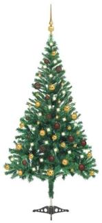 vidaXL Künstlicher Weihnachtsbaum mit LEDs & Schmuck 210 cm 910 Zweige, Mit Beleuchtung [3077490]