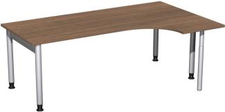 PC-Schreibtisch '4 Fuß Pro' rechts, höhenverstellbar, 200x120cm, Nussbaum / Silber