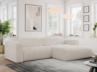 Ecksofa PASADENA, freistehendes Ecksofa, breite Armlehnen, Federsitz - rechts - Braun Cord