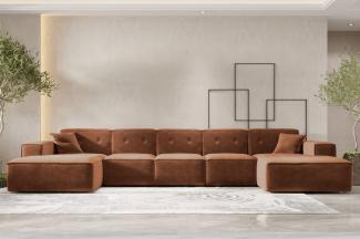 Wohnlandschaft Sofa U-Form CESINA XL in Stoff Perfect Harmony Rostbraun