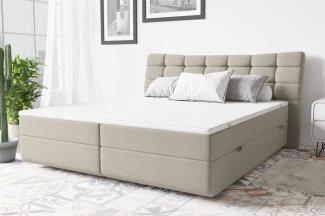 99rooms Salvatore Boxspringbett Strukturstoff INARI Beige Bonell-Federung 160x200 cm