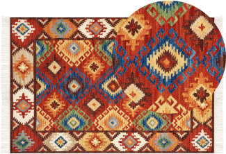Kelim Teppich Wolle mehrfarbig 200 x 300 cm orientalisches Muster Kurzflor ZOVUNI